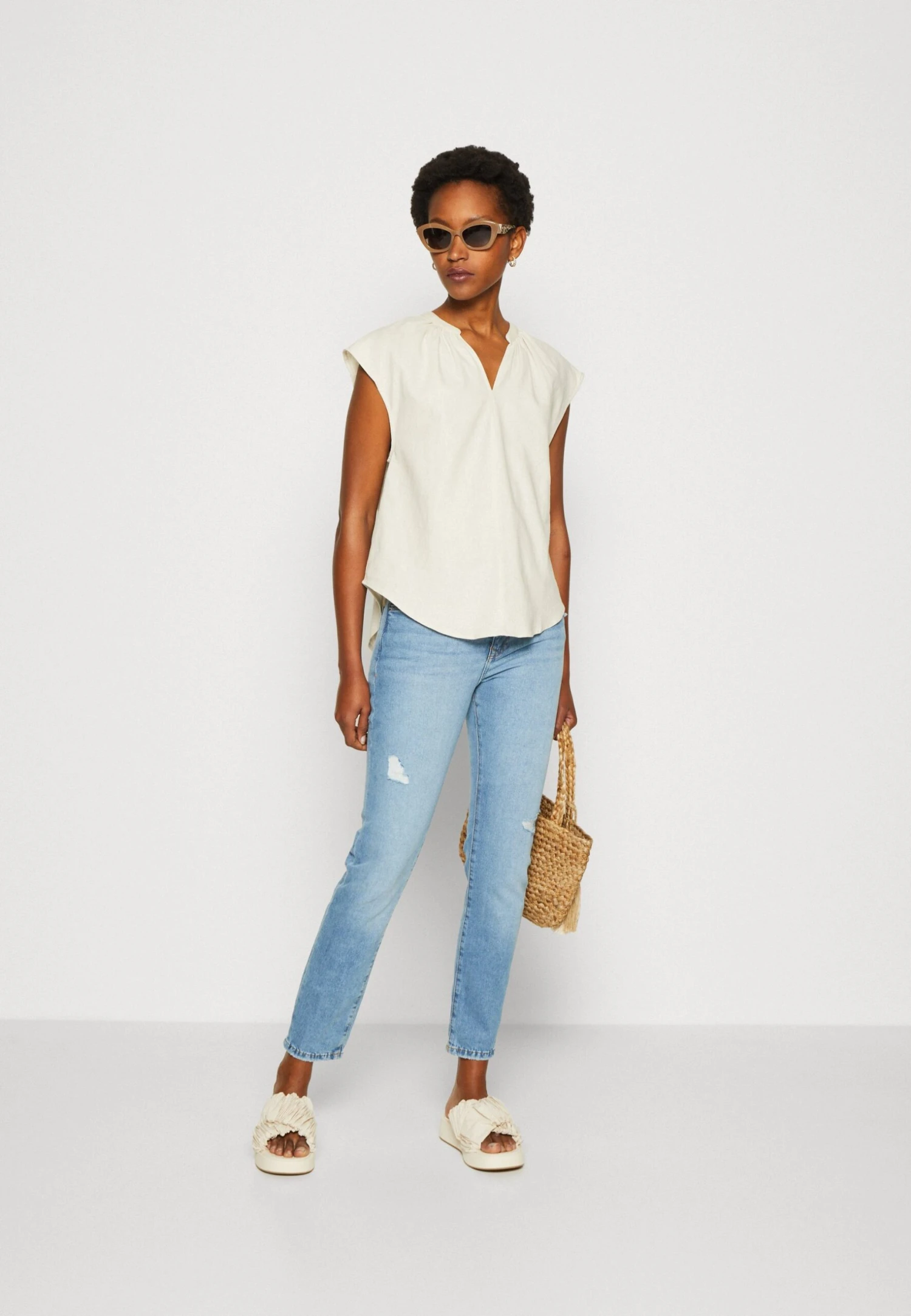 Anna Field Linen-Mix Shirt - T-Shirt Print - Beige 2 Anna Field Linen-Mix Shirt - T-Shirt Print - Beige - Afbeelding 2