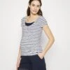 Maternity Double Layer Nursing- T-Shirt Print - Dark Blue/White