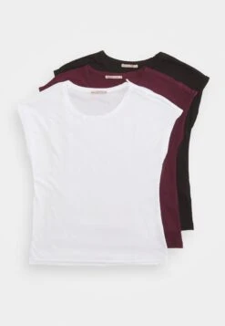 Anna Field 3 Pack - T-Shirt Basic - Dark Red/White/Black -Anna Field 753a8a99160b4c0e8cf63e3a73f26cb2