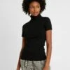 1/2 Sleeve Roll Neck - T-Shirt Basic - Black
