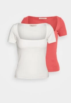 Anna Field 2 Pack - T-Shirt Basic - Red/White -Anna Field 8b8a67e46f34420bae40ec6554872b09