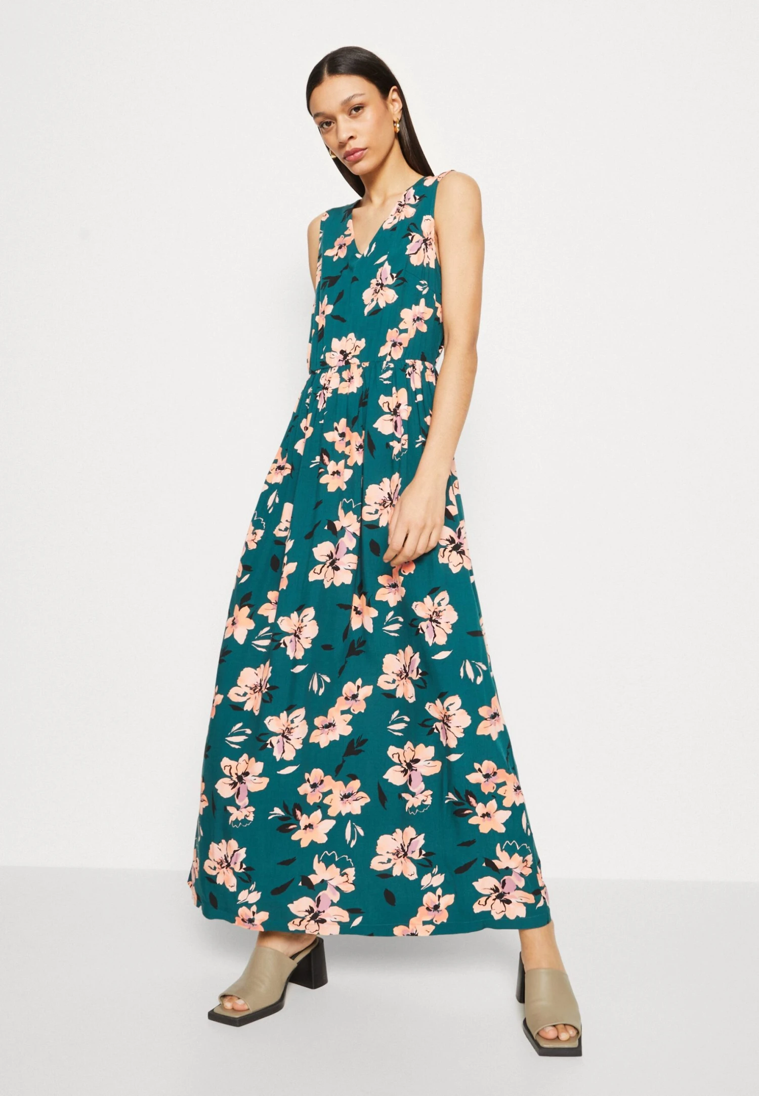 Anna Field Maxi-Jurk - Dark Green/Pink 4 Anna Field Maxi-Jurk - Dark Green/Pink - Afbeelding 4
