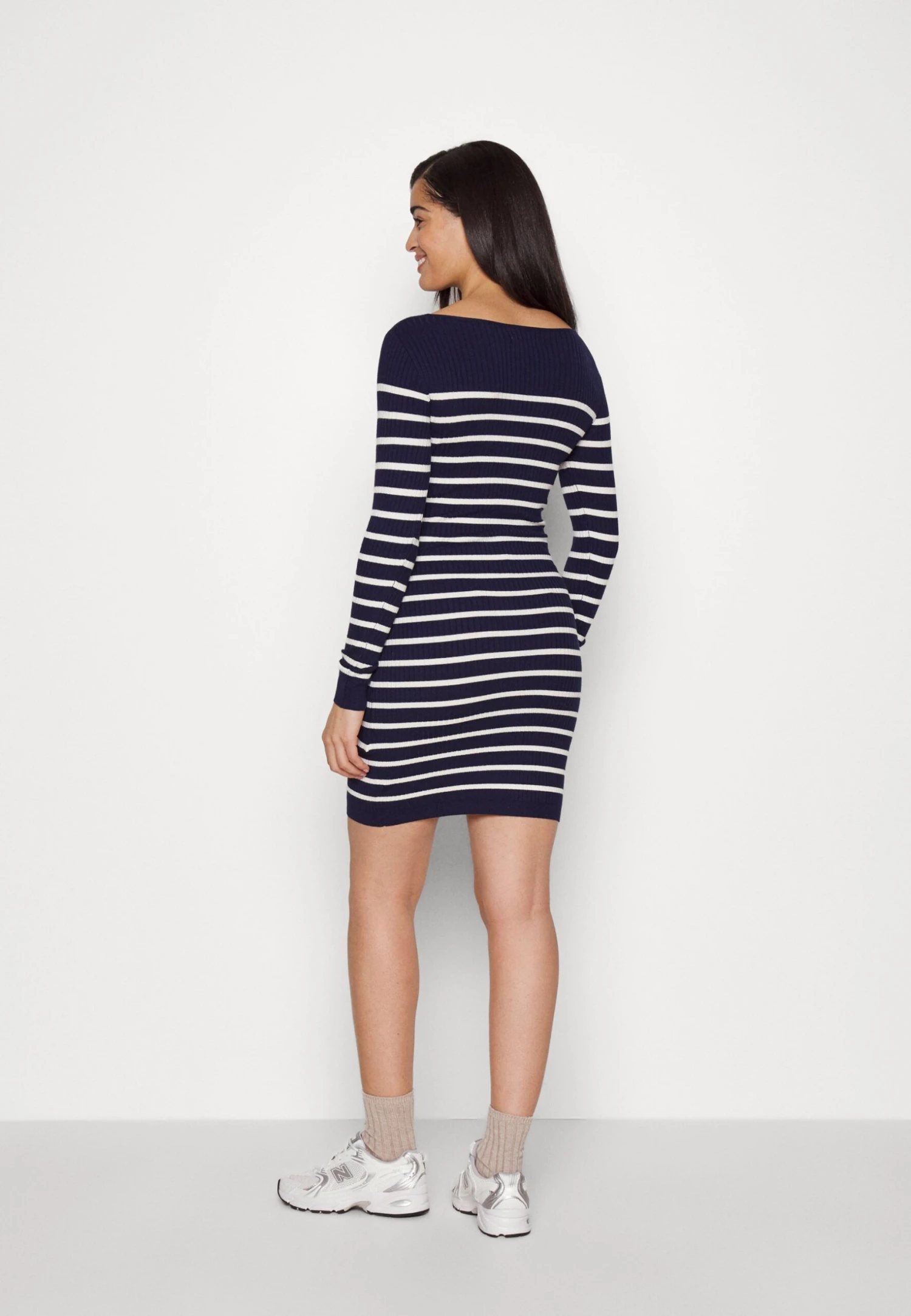 Gebreide Jurk - Blue/White 3 Gebreide Jurk - Blue/White - Afbeelding 3