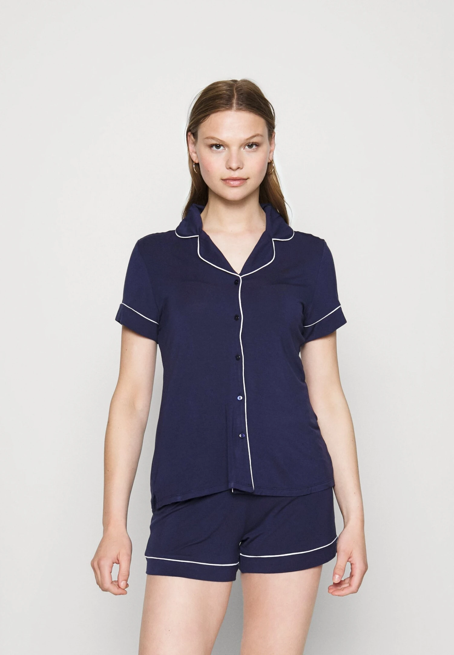 Anna Field Button Through Pj Set- Pyjama - Blue/White 1 Anna Field Button Through Pj Set- Pyjama - Blue/White