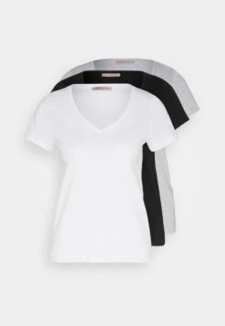 Anna Field 3 Pack- T-Shirt Basic - Black/White/Mottled Light Grey -Anna Field d2e446865b454a8bb8bb40608a715698