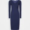 Anna Field V Ausschnitt Bodycon Midi Strickkleid - Etui-Jurk - Dark Blue